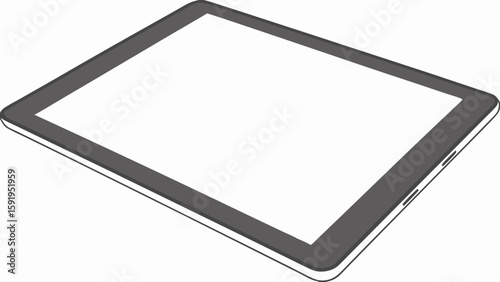 Vector Sleek grey tablet computer with blank white screen, perfect for modern digital tasks