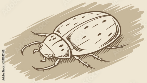Vector Detailed beetle is depicted, showcasing its unique features and textures