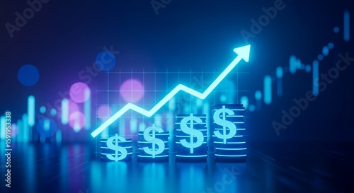 US Dollar Currency Growth and Investment Profit with Digital Financial Chart