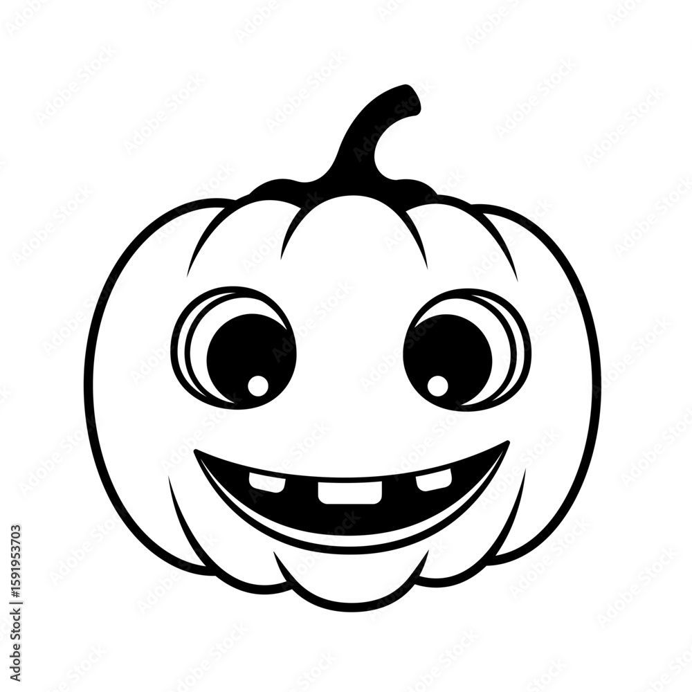 Fototapeta premium Cute cartoon pumpkin with a big smile and wide eyes for halloween