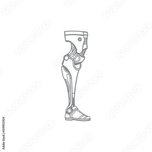 Illustration of Robotic Leg Prosthesis Futuristic Bionic Limb Concept