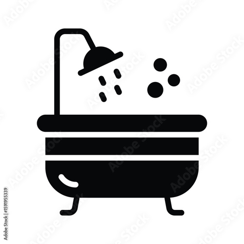 A sleek glyph icon of luxury soaking bathtub