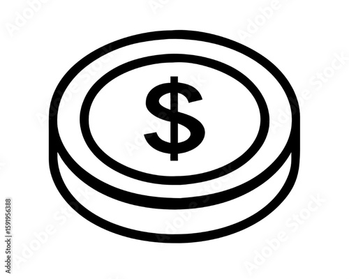 Dollar Coin Icon - Financial Symbol of Wealth, Money, Currency, Economy, and Investment.