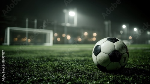 Exciting soccer match under the night sky local stadium sports photography urban environment low angle view competitive spirit