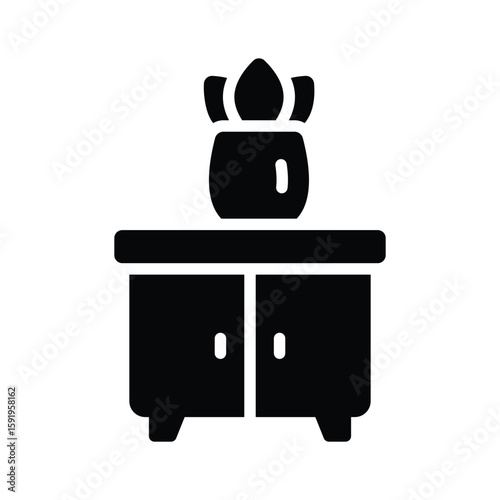 A visually engaging glyph icon of decor table