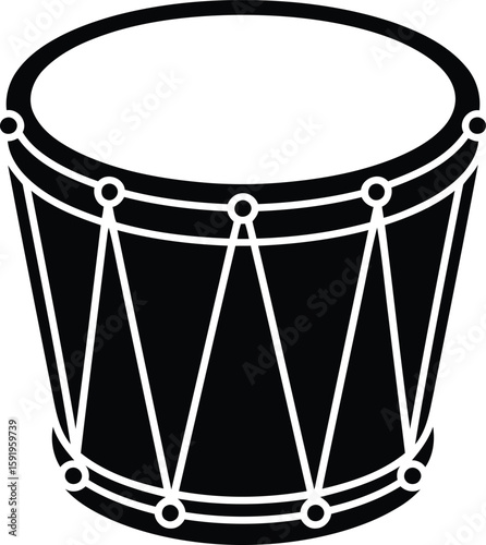 Single Drum Silhouette Vector Illustration, Transparent Background.