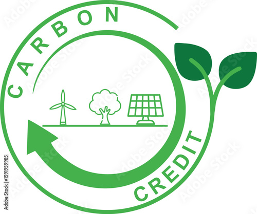 Carbon Credit Vector Icon Label – Eco Friendly Emission Offset Badge