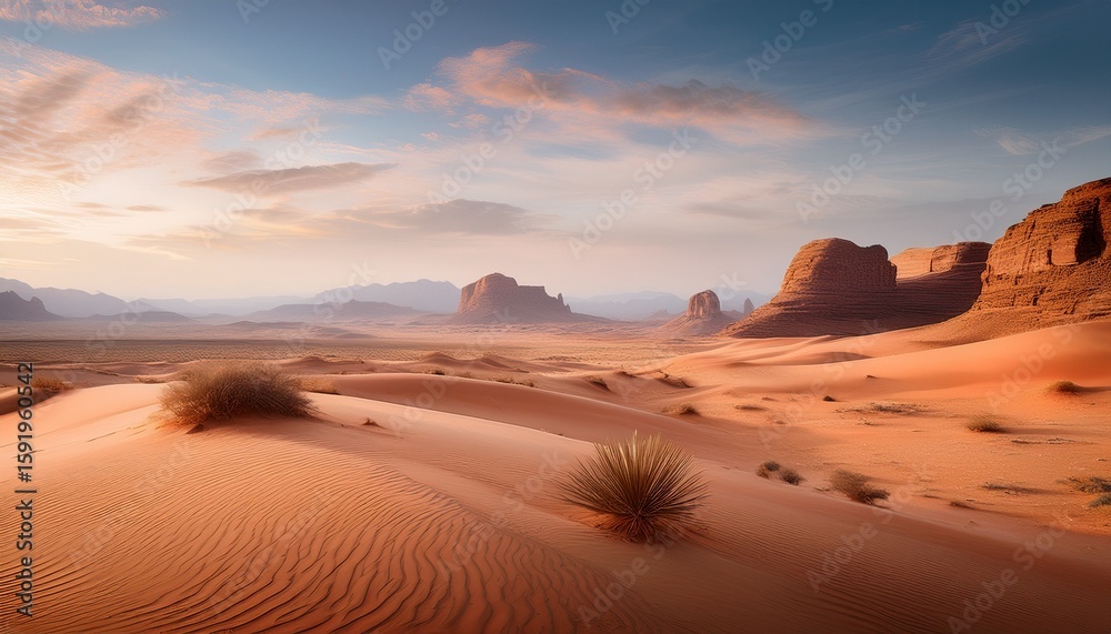 Naklejka premium a tranquil desert landscape painted with soft hues