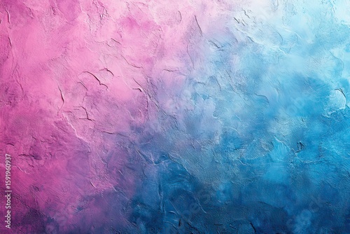 Colored structural stone wall. Gradient pink-blue plaster. Abstraction. Textur
