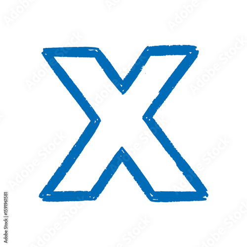 Letter X icon hand drawn doodle sketch symbol for close delete wrong cancel mark yellow blue graphic design vector art stop illustration