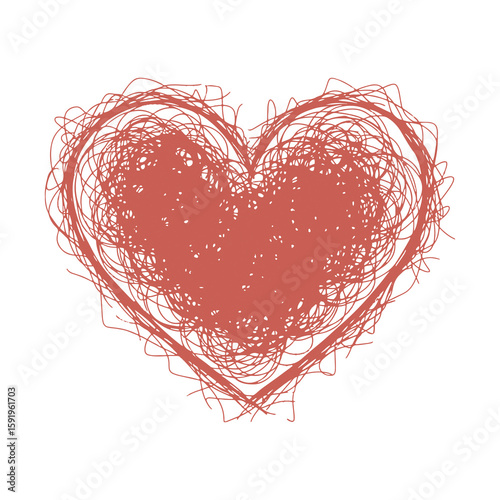Red heart icon hand drawn doodle sketch symbol for love romance valentine passion feeling vector graphic design art health medical illustration