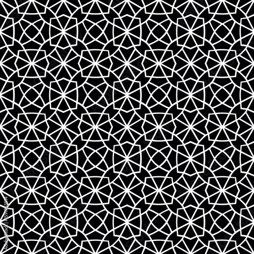 Ornement décoratif Motif abstrait Moucharabieh Réseau de noir et blanc et de style oriantal