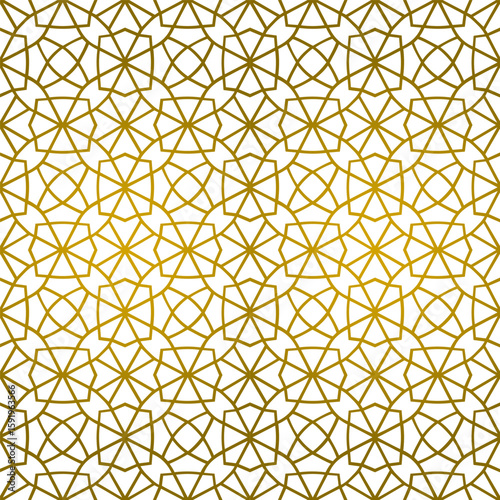 Ornement décoratif Motif abstrait Moucharabieh Réseau de style arabe oriental géométrique Couleur Or 