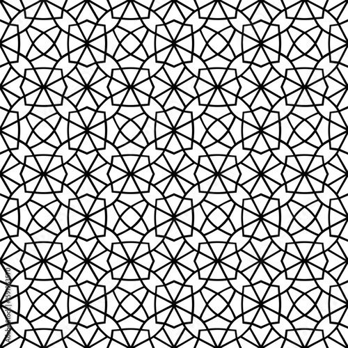 Ornement décoratif Motif abstrait Moucharabieh Réseau de noir et blanc et de style oriental
