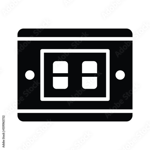 A compact glyph icon of electrical wall switches