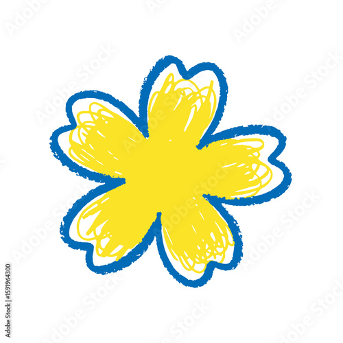 Simple flower icon hand drawn doodle sketch symbol for nature plant bloom summer beauty yellow blue graphic design vector art floral