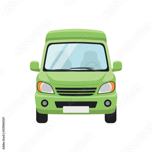 Green Family Van Front View Illustration
