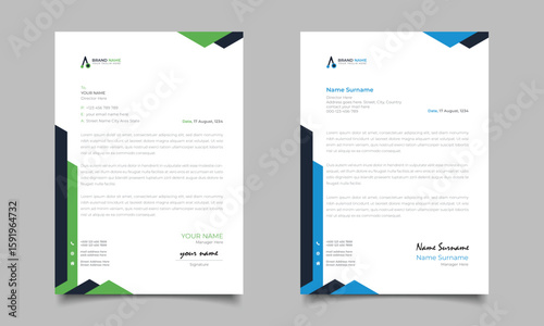 Green And Blue Modern Business Letterhead Simple Clean Template Design