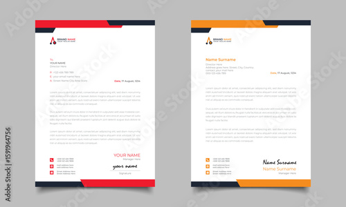 Red And Yellow Modern Business Letterhead Simple Clean Template Design