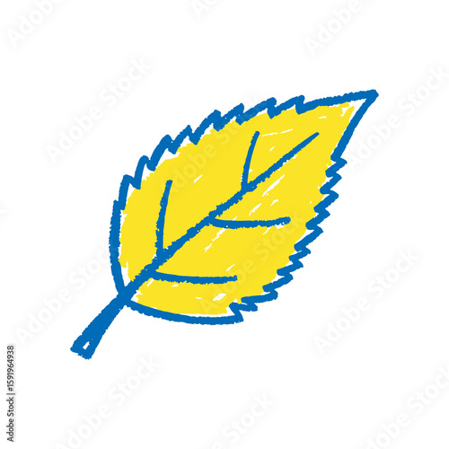 Green leaf icon hand drawn doodle sketch symbol for nature ecology plant environment organic yellow blue graphic design vector art spring