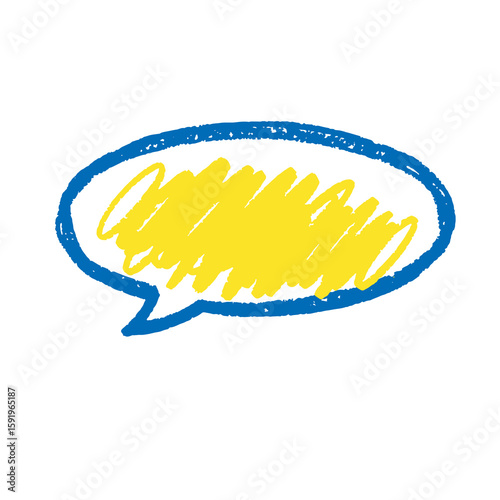 Speech bubble icon hand drawn doodle sketch symbol for chat message talk communication comic yellow blue graphic design vector art dialog