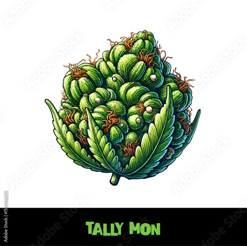 Vector Illustrated Tally Mon Cannabis Bud Strain Cartoon