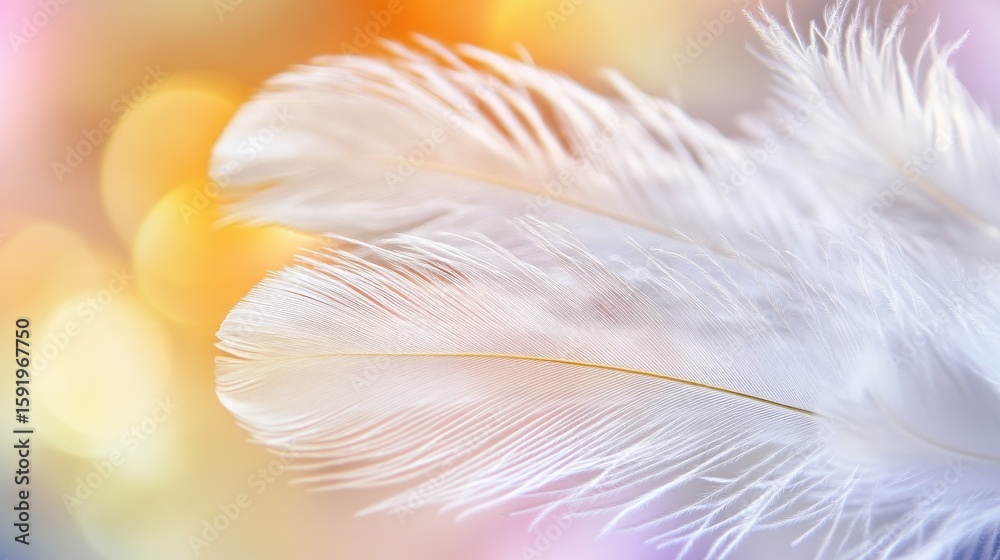 Fototapeta premium Soft Feathers Floating on Colorful Background