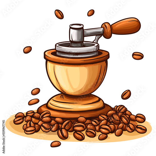 Old coffee grinder vector illustration 