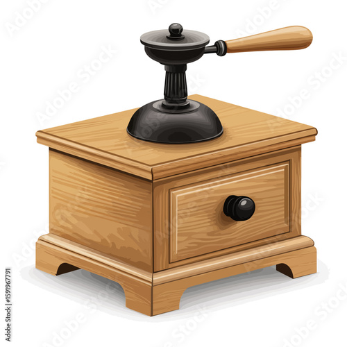 old coffee grinder on white background 
