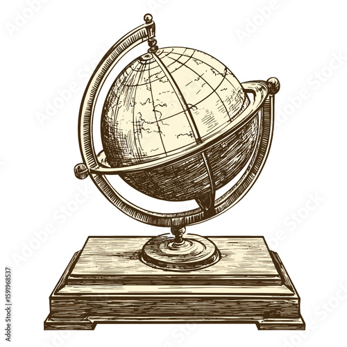 antique globe on a white background