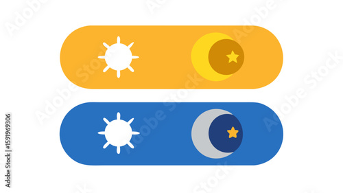 Day and Night Button Set Vector Design.