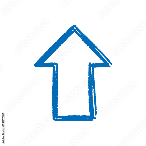 Up arrow icon hand drawn doodle sketch symbol for direction growth success upload pointer yellow blue graphic design vector art illustration