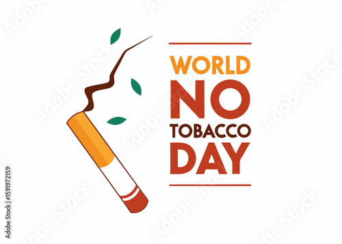 World no tobacco day graphic with cigarette and falling leaves illustration