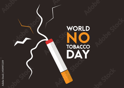 World no tobacco day graphic with a stylized cigarette and smoke