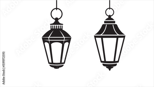 Retro Style Hanging Lamps Vector Design for Home and Garden Decor