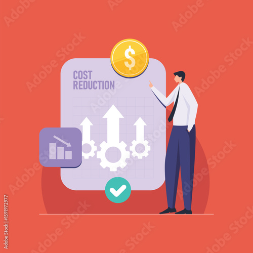Cost reduction business finance concept, Quaity and cost management, Decreasing business expense to maximize profits