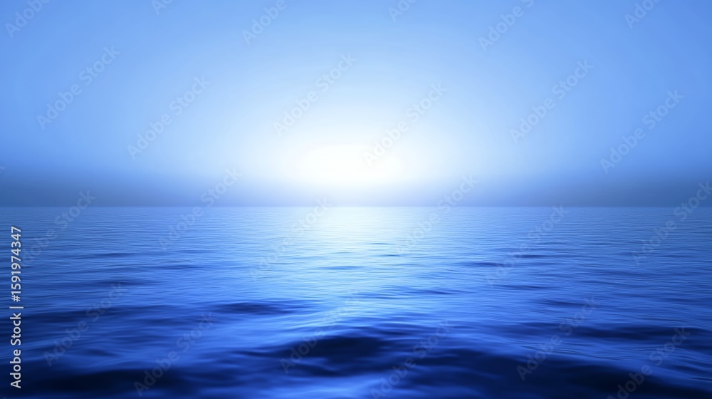 Fototapeta premium Calm Ocean at Sunrise with Blue Water and Sky Reflection