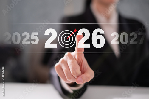 Professional businessman 2026 business opportunity challenge motivation success plan growth progress achievement goal concept