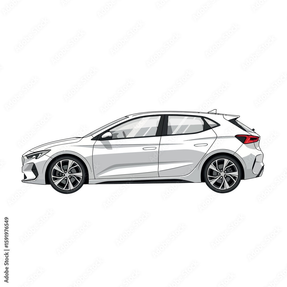 Fototapeta premium Modern White Car Vector Illustration