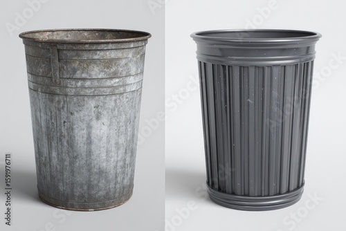 Wallpaper Mural Two cylindrical planters, one aged metal, the other modern plastic Torontodigital.ca