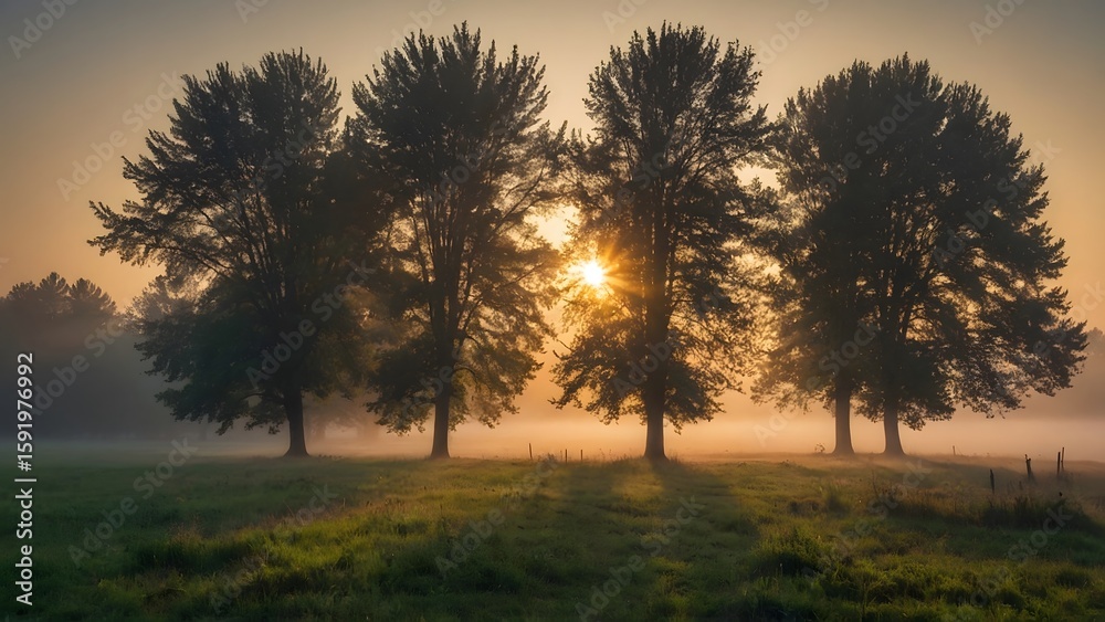 morning mist over the field morning mist over the field