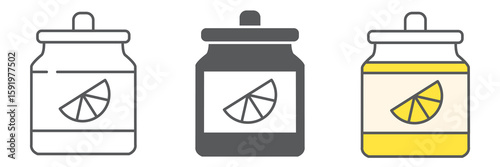 Orange jam jar icon collection, dessert and delicious, jam sign vector set graphics, editable stroke linear icon, eps 10