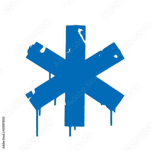 Medical star of life icon hand drawn doodle sketch symbol for emergency hospital health care service blue graphic vector art illustration design
