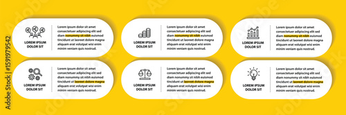 6 steps infographic template with 6 options. Flowchart that can be used for business report, data visualization and presentation. Timeline infographic elements vector illustration.