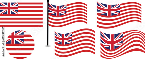 Canvastavla Historical US Flags Early American Flags with the Union Jack