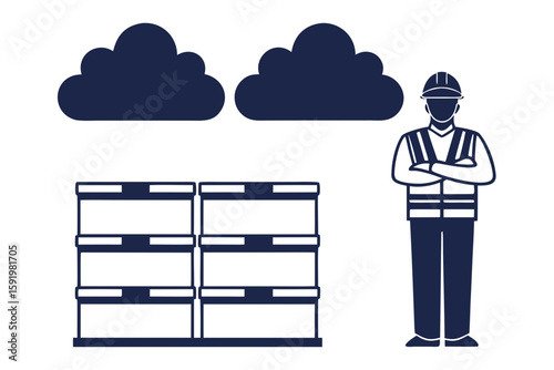 Political Budget Cut Crisis – Silhouette and Line Art Concepts of Government, Economy & Protest