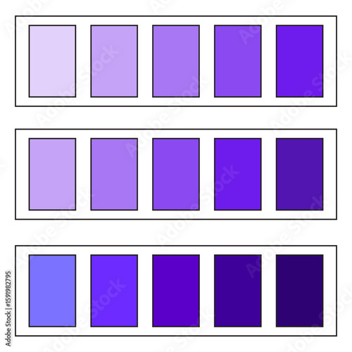 Purple hue palette. Violet swatch range. Gradient shade Vector. Modern color strip.