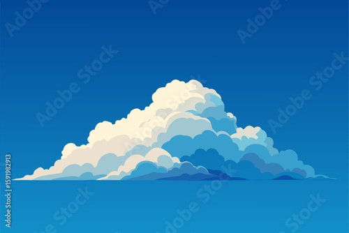 Vibrant cumulonimbus clouds illuminated by sunset over a calm ocean