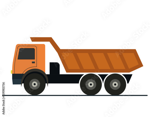 Truck icon design isolated on white background. Truck on the road in flat style.