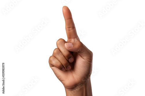 A close-up of a hand with the index finger raised, symbolizing a point of emphasis or a call for attention. Suitable for diagrams or educational materials.